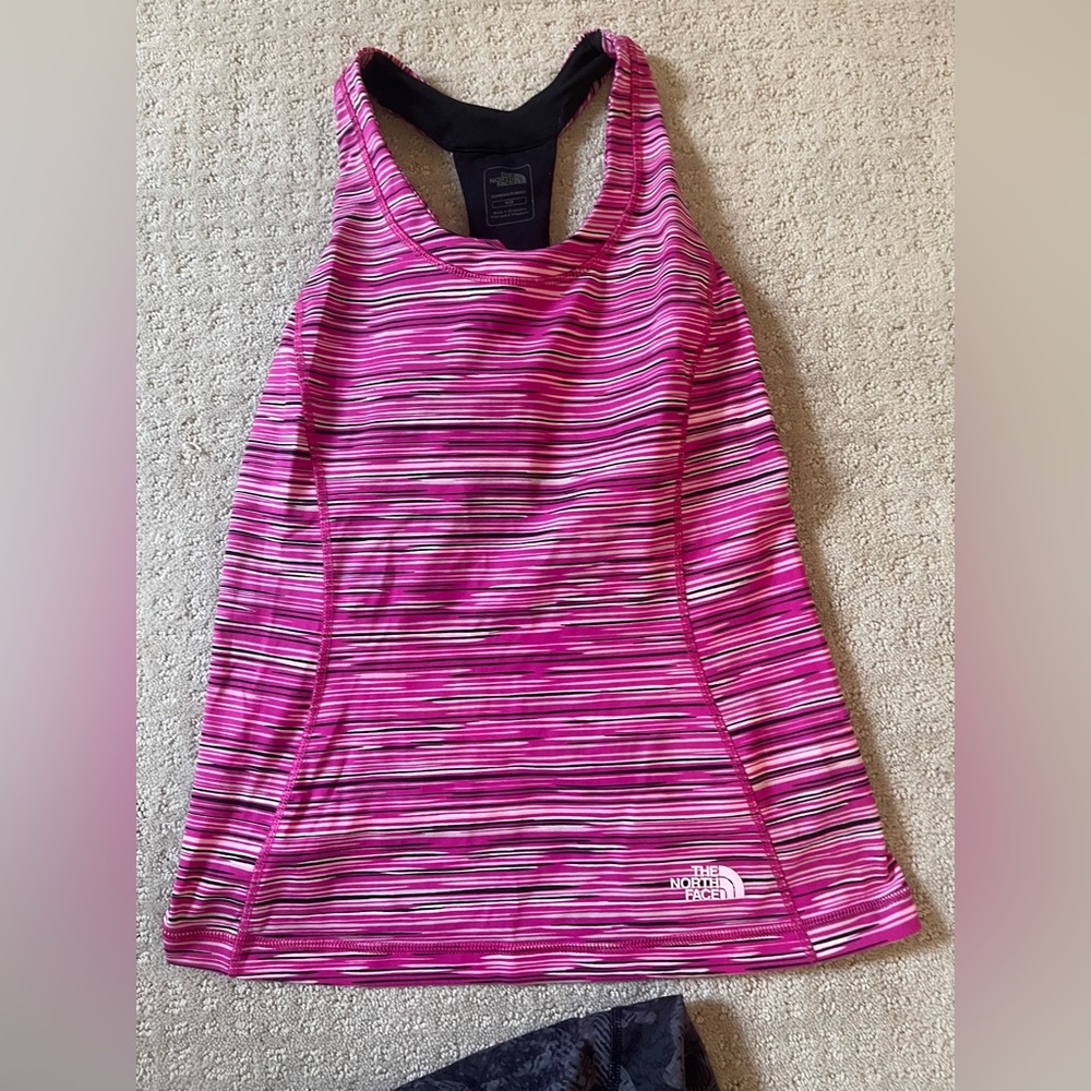 The north face medium pink white heathered racer back halter tank top athletic